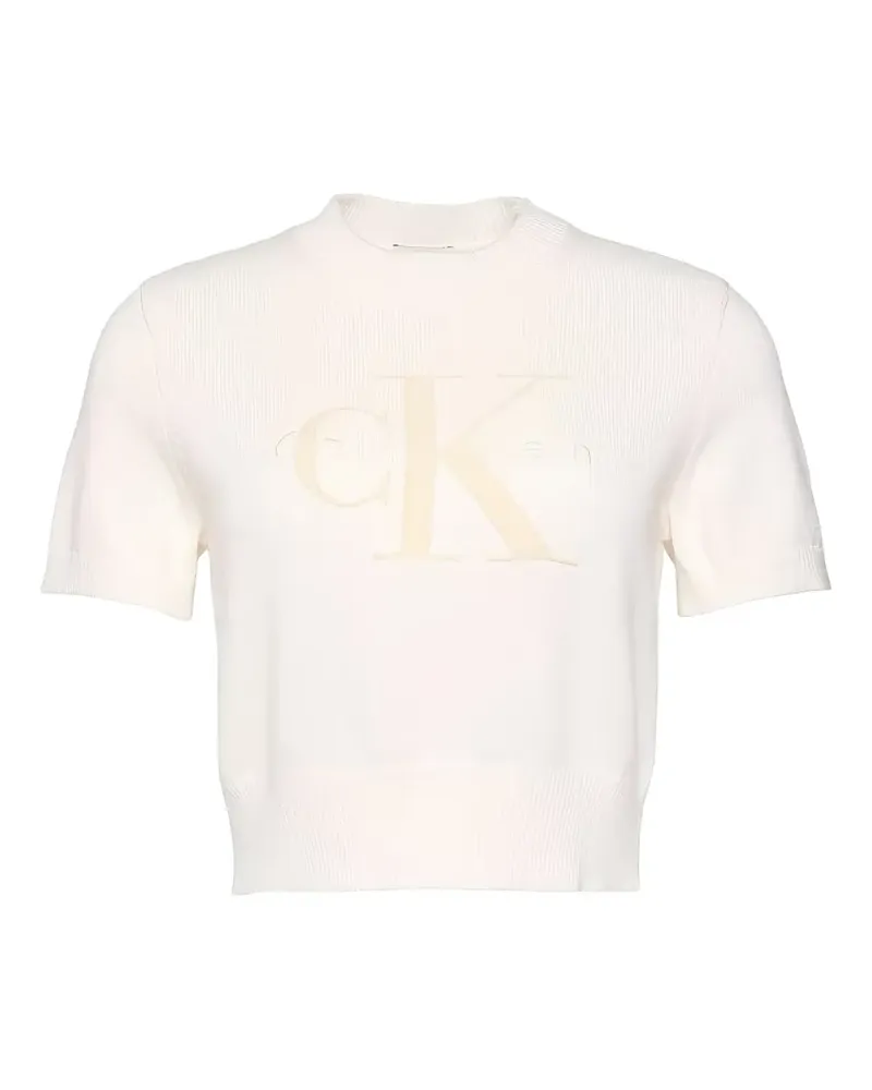 Calvin Klein logo-embroidered copped sweater - Nude Nude