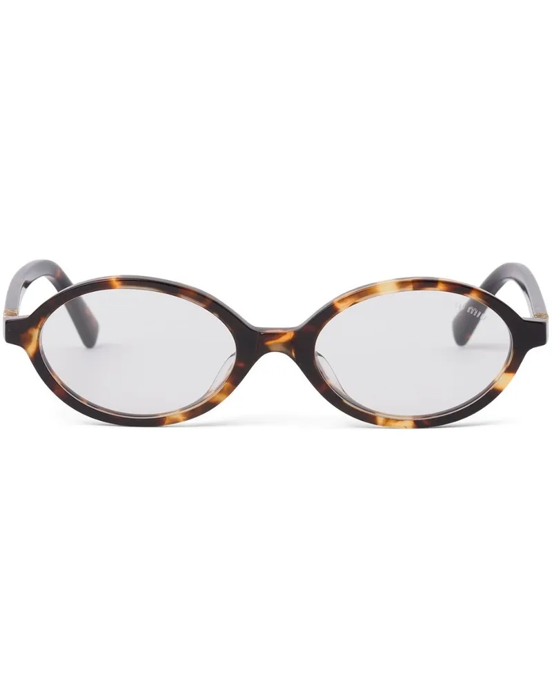 Miu Miu Sonnenbrille mit Logo-Schild - Braun Braun
