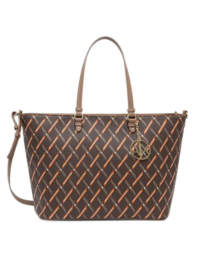 Armani Exchange logo-print monogram tote bag - Braun Braun