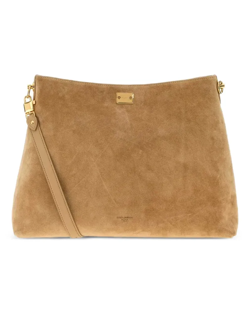 Dolce & Gabbana Schultertasche mit Logo-Schild - Nude Nude
