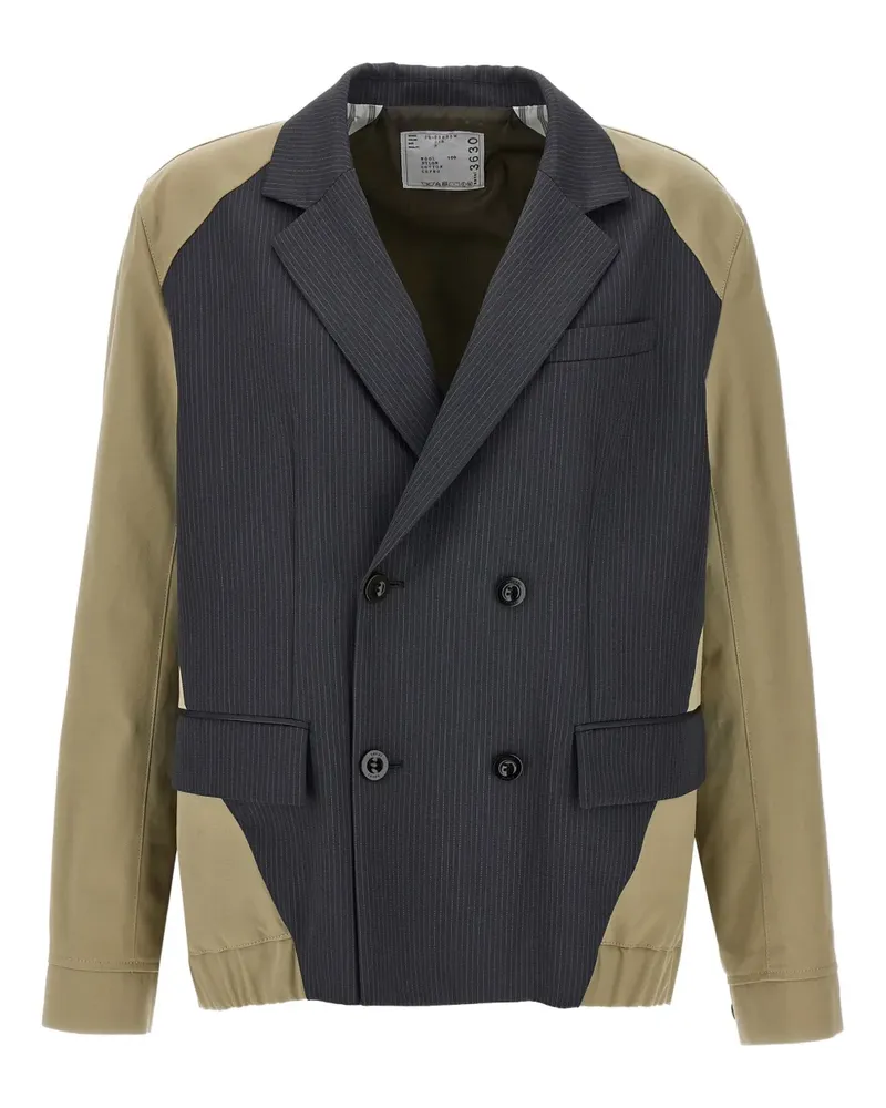 Sacai pinstriped double-breasted blazer - Grau Grau