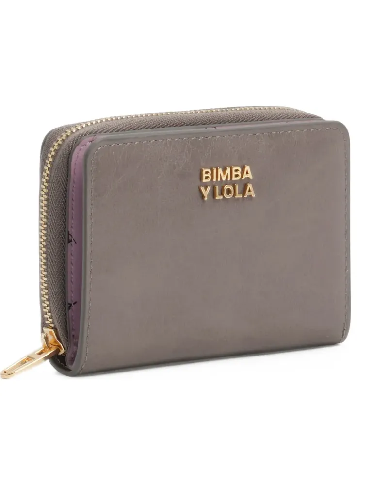 BIMBA Y LOLA Graues Portemonnaie aus Leder mit Klappe Grau
