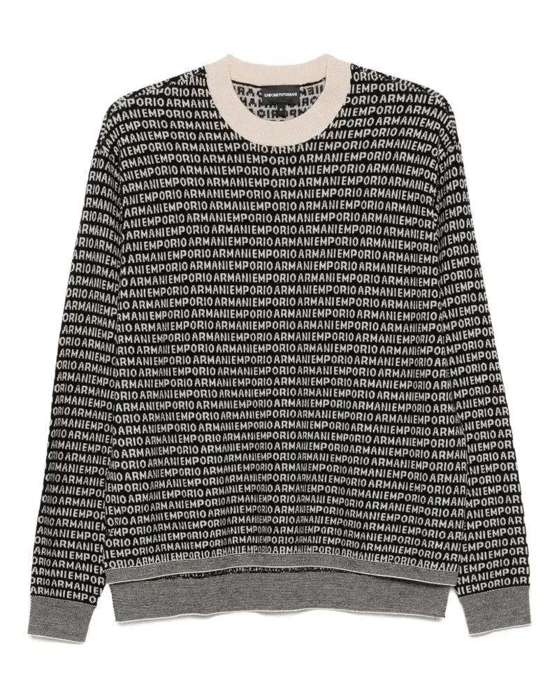 Emporio Armani Pullover mit Logo-Print - Schwarz Schwarz