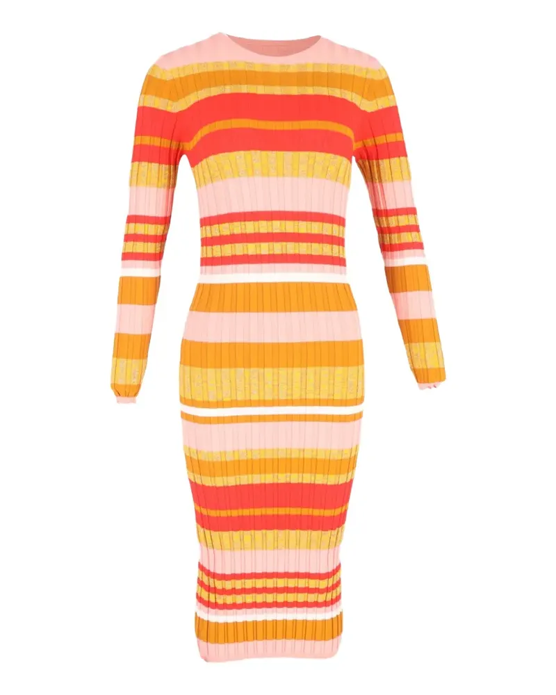 Stine Goya Gestricktes Midikleid mit Streifen - Orange Orange