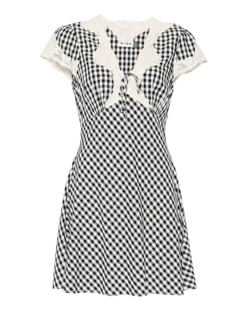 RIXO Lacie lace-trim gingham mini dress - Schwarz Schwarz