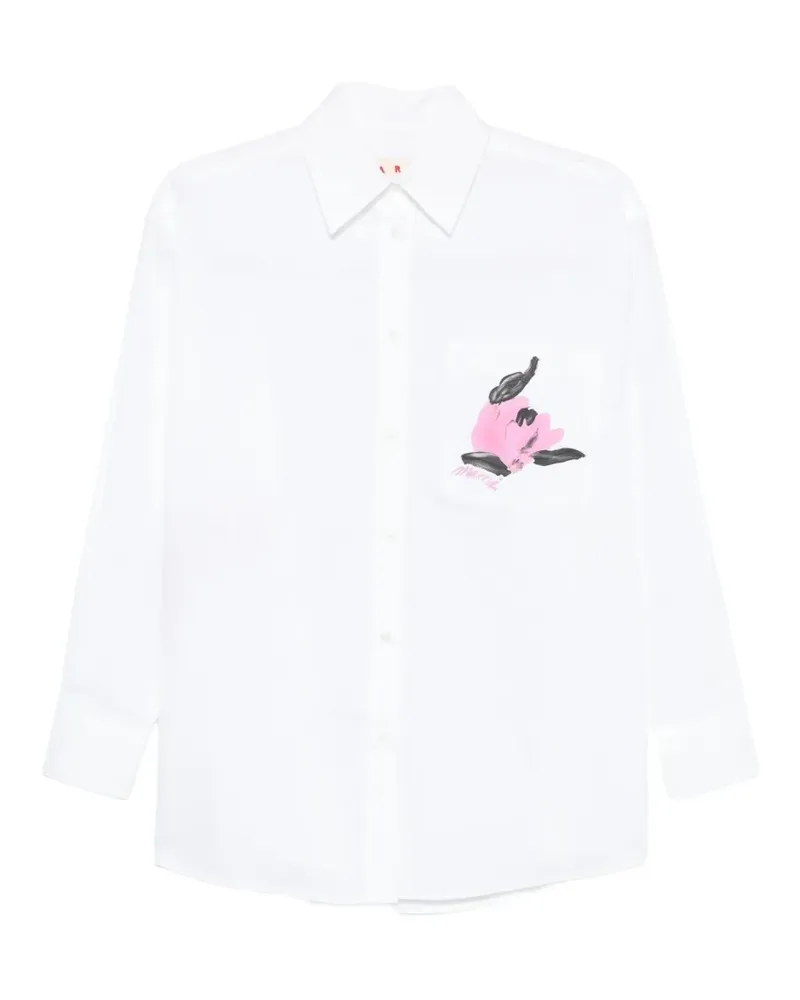 Marni floral-print pocket shirt - Weiß Weiß