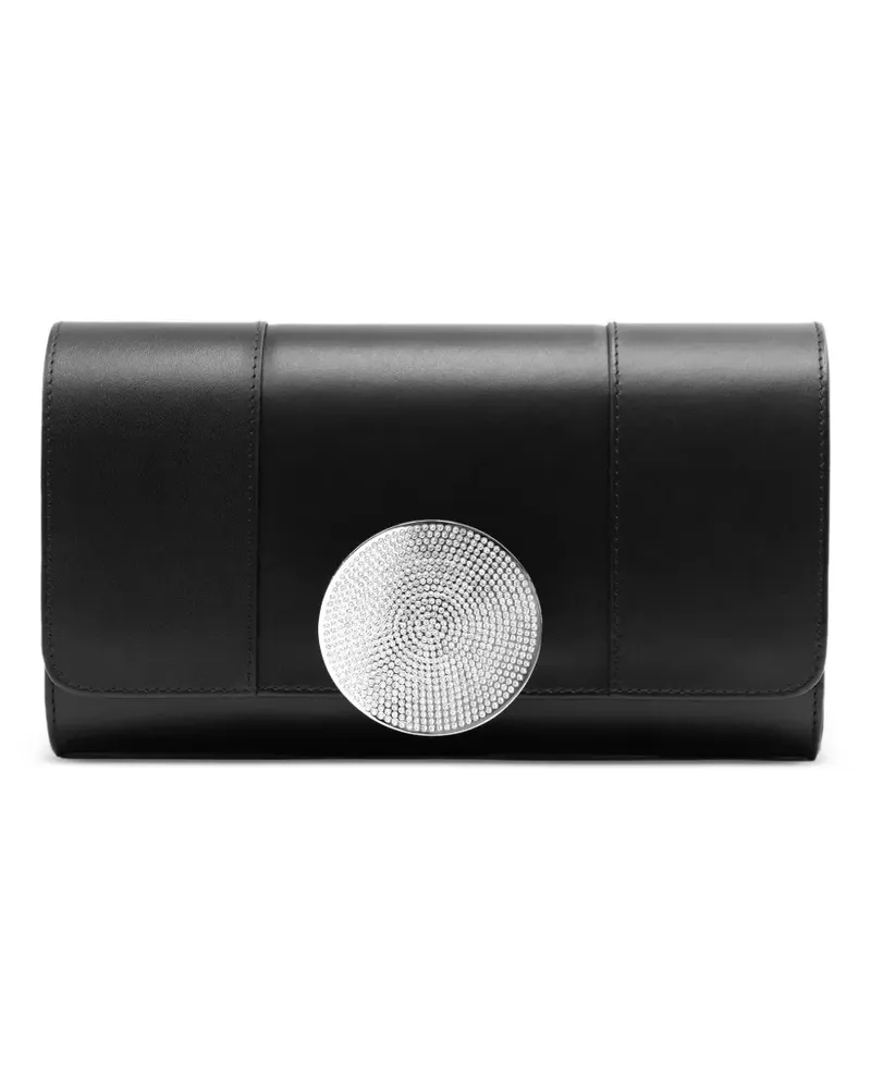 PERRIN PARIS Le Disque Strass Clutch aus Leder - Schwarz Schwarz