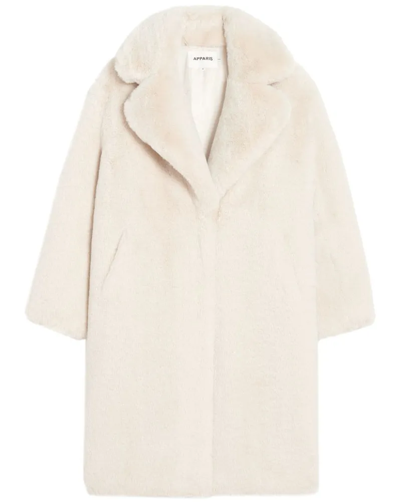 APPARIS Steffi Mantel aus Faux Fur mit breitem Revers - Nude Nude