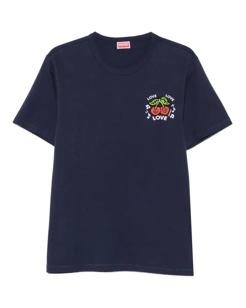 Kenzo T-Shirt mit Kirschen-Patch - Blau Blau