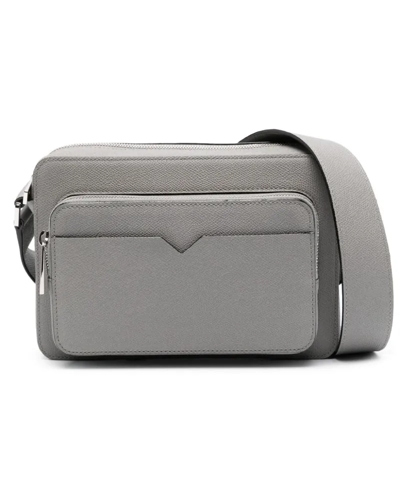 Valextra V-Line Reporter Kuriertasche mit V-Linie Grau