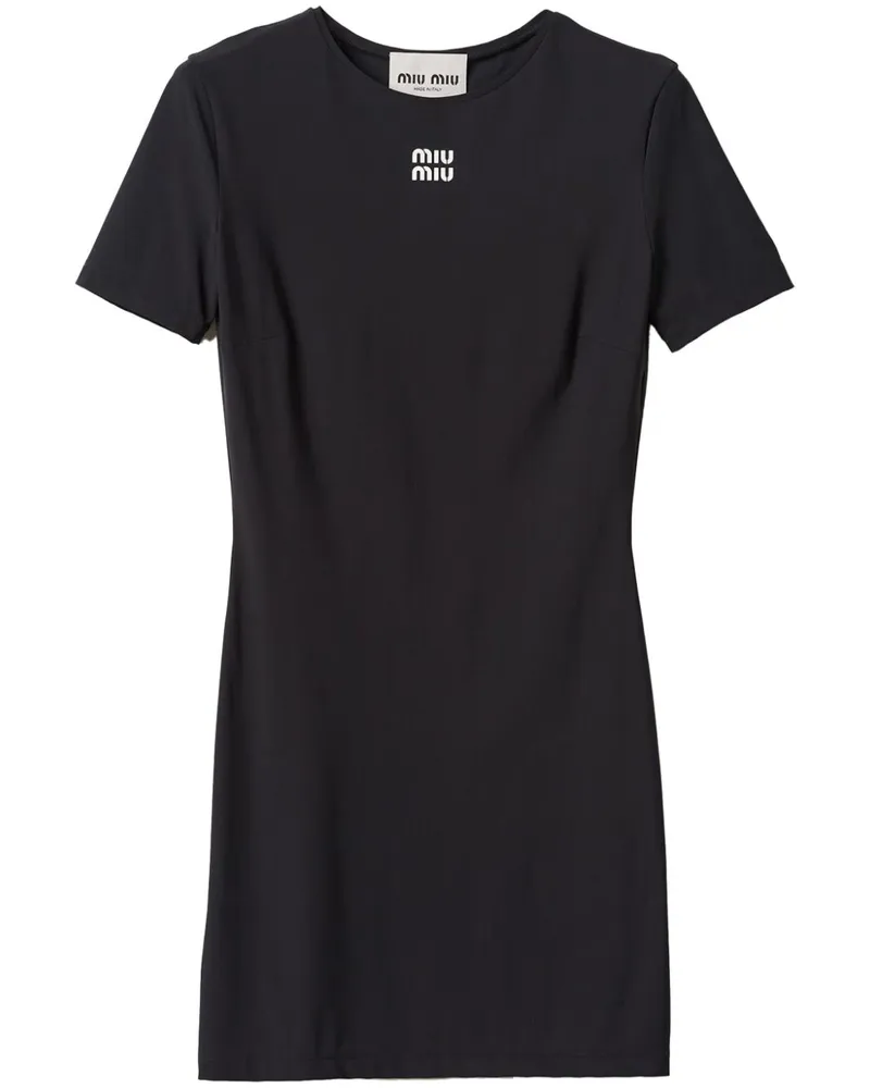 Miu Miu Minikleid mit Logo-Print - Schwarz Schwarz