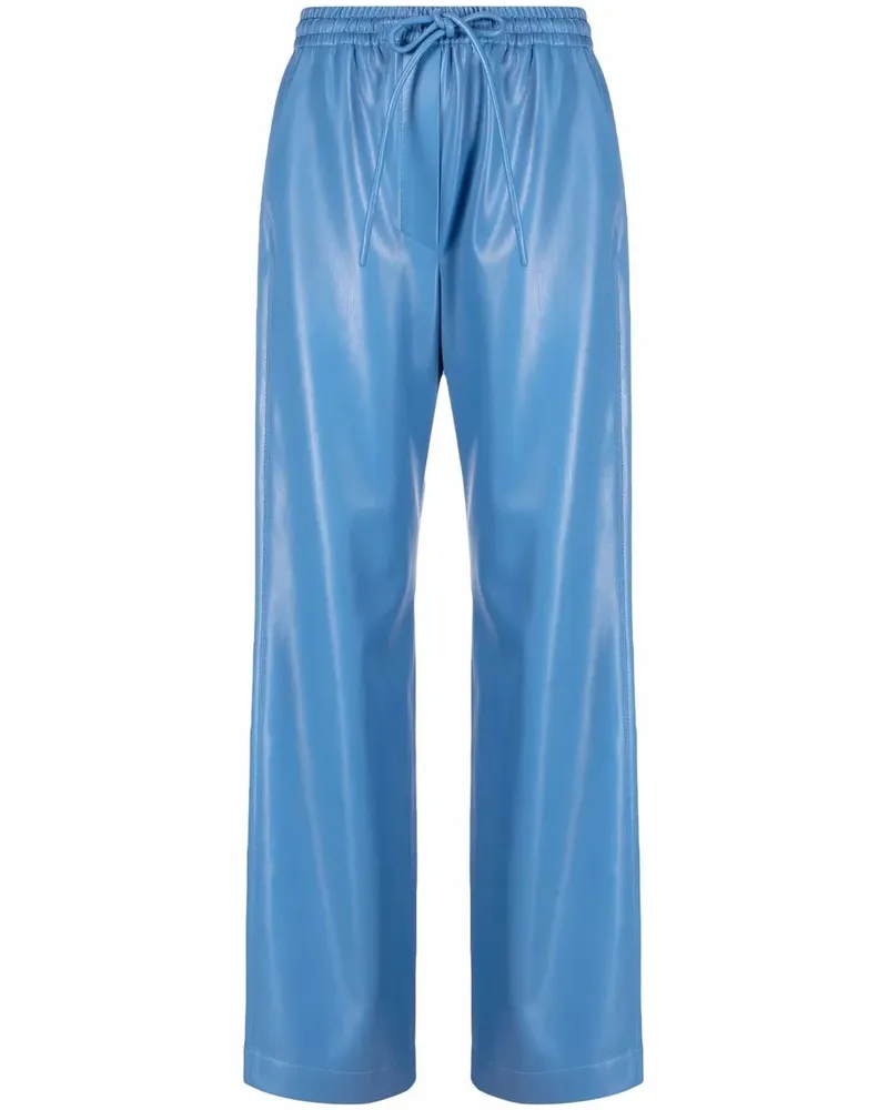 Nanushka Hose aus Faux-Leder mit Kordelzug - Blau Blau