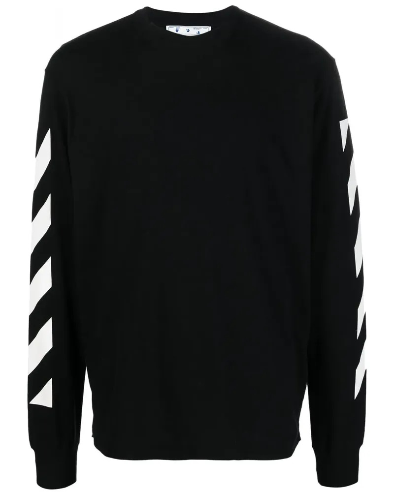 OFF-WHITE T-Shirt mit diagonalen Streifen - Schwarz Schwarz