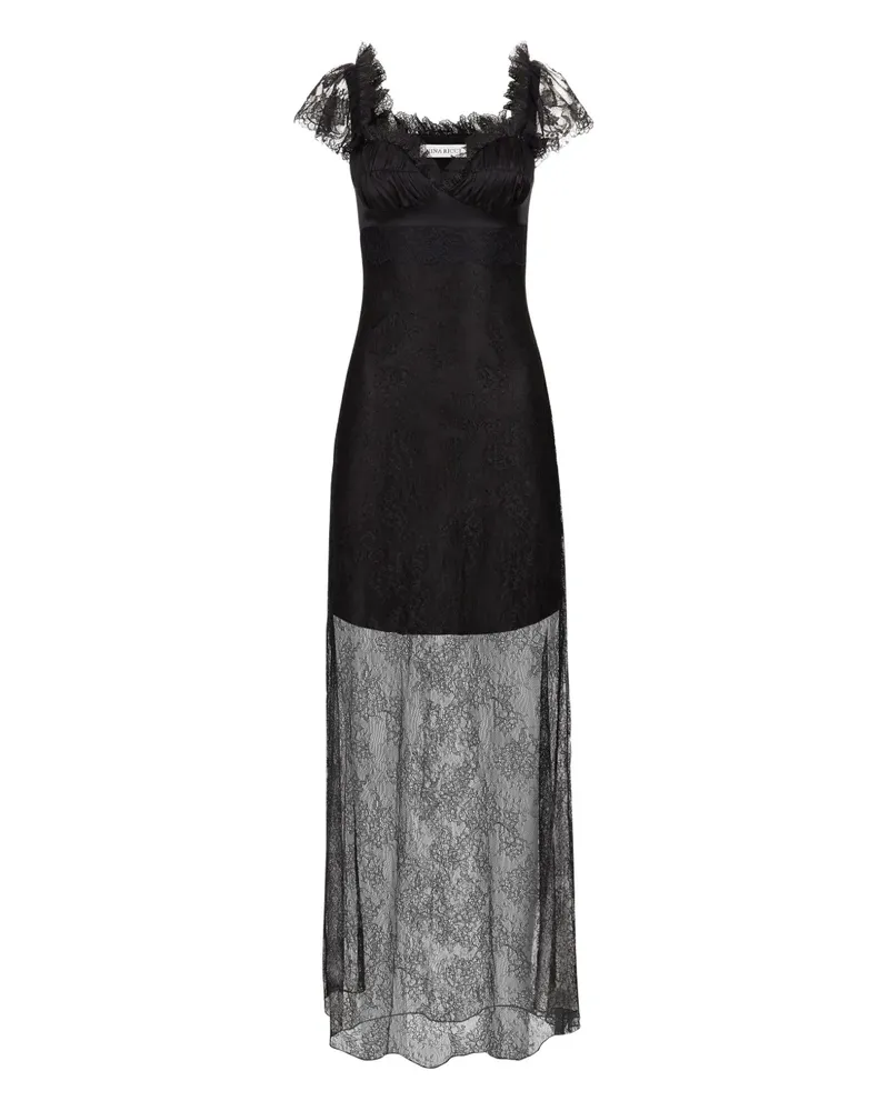 Nina Ricci Maxikleid aus Satin-Spitze - Schwarz Schwarz