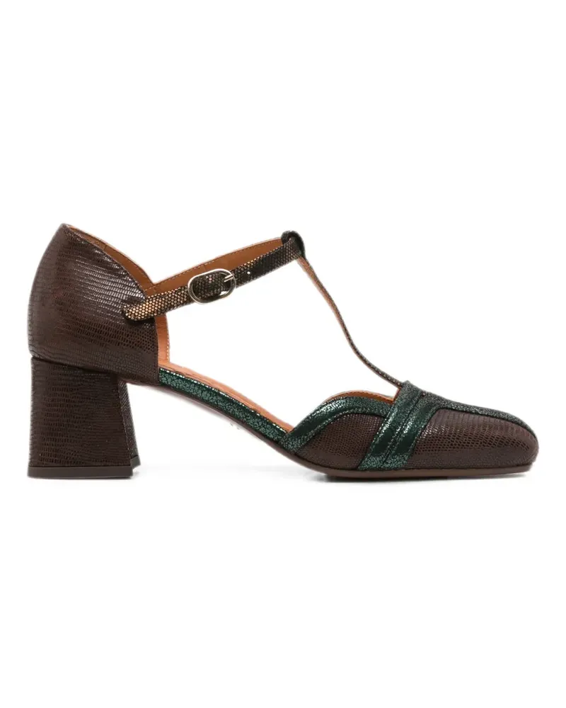 Chie Mihara Volai lizard-effect T-bar heeled pumps - Braun Braun