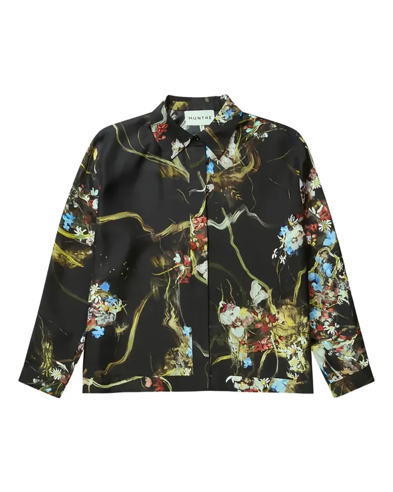 MUNTHE Aseia floral-print silk shirt - Schwarz Schwarz