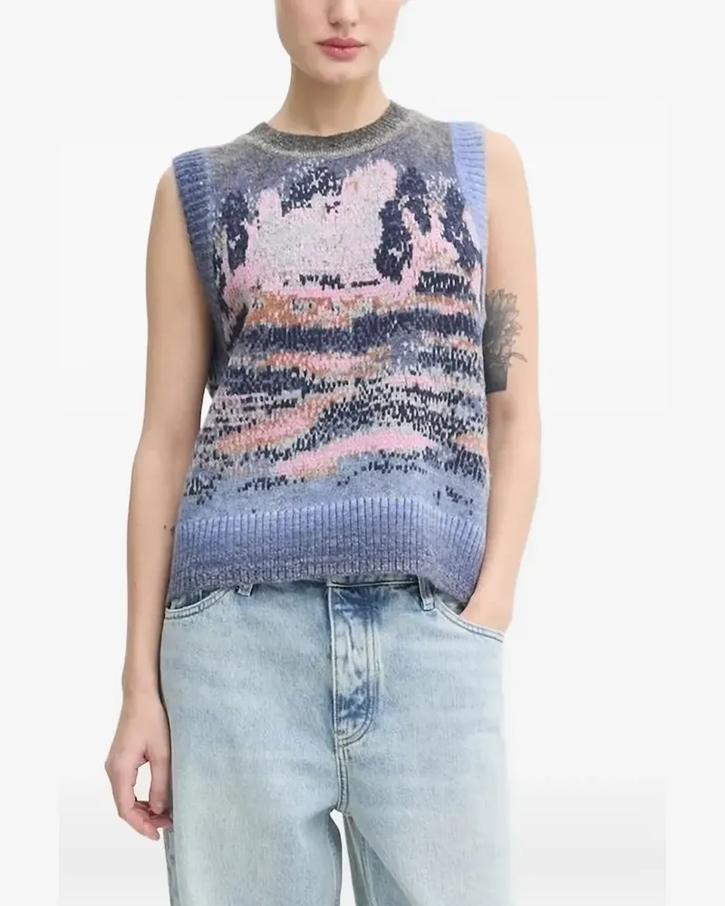 MUNTHE Ärmelloser Strick mit abstraktem Print - Violett Violett