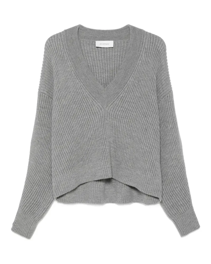 SPORTMAX Gerippter Pullover mit geknöpften Ärmeln - Grau Grau