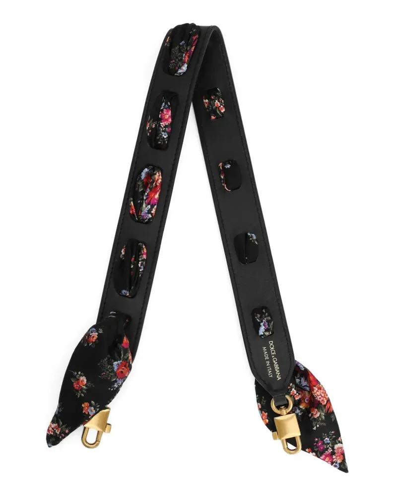 Dolce & Gabbana Schulterriemen mit Blumen-Print - Schwarz Schwarz