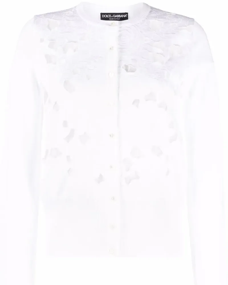 Dolce & Gabbana Cardigan mit Blumenstickerei - Weiß Weiß