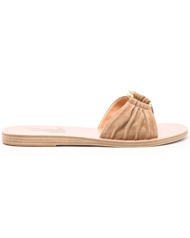 Ancient Greek Sandals Pantoletten aus Wildleder - Nude Nude