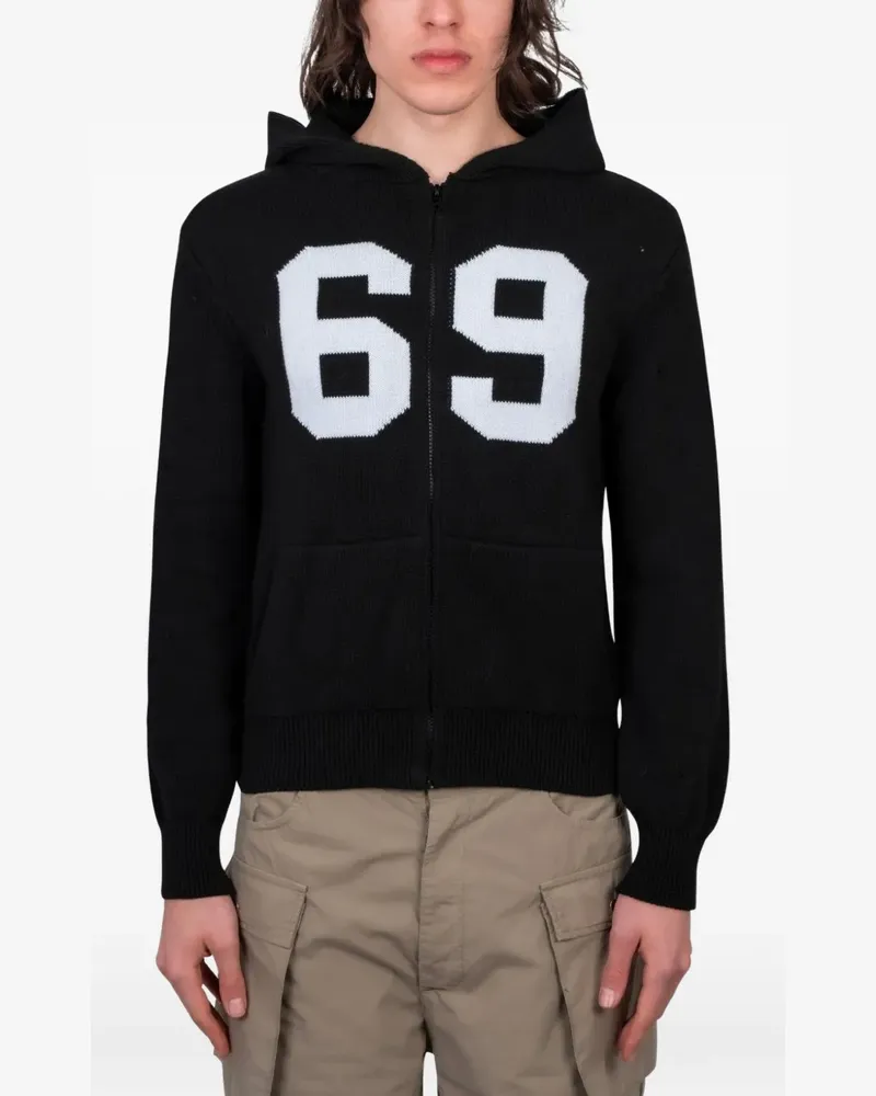 GIMAGUAS distressed intarsia-knit hoodie - Schwarz Schwarz