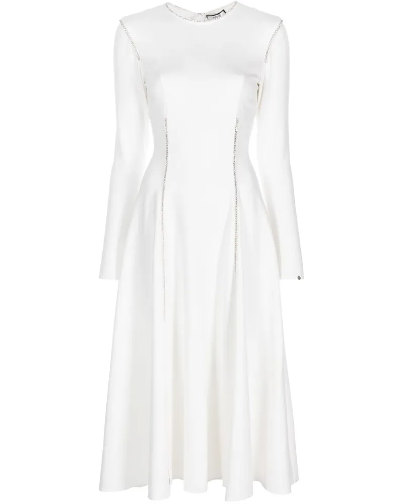 NISSA Langärmeliges Kleid mit Kristallen - Weiß Weiß