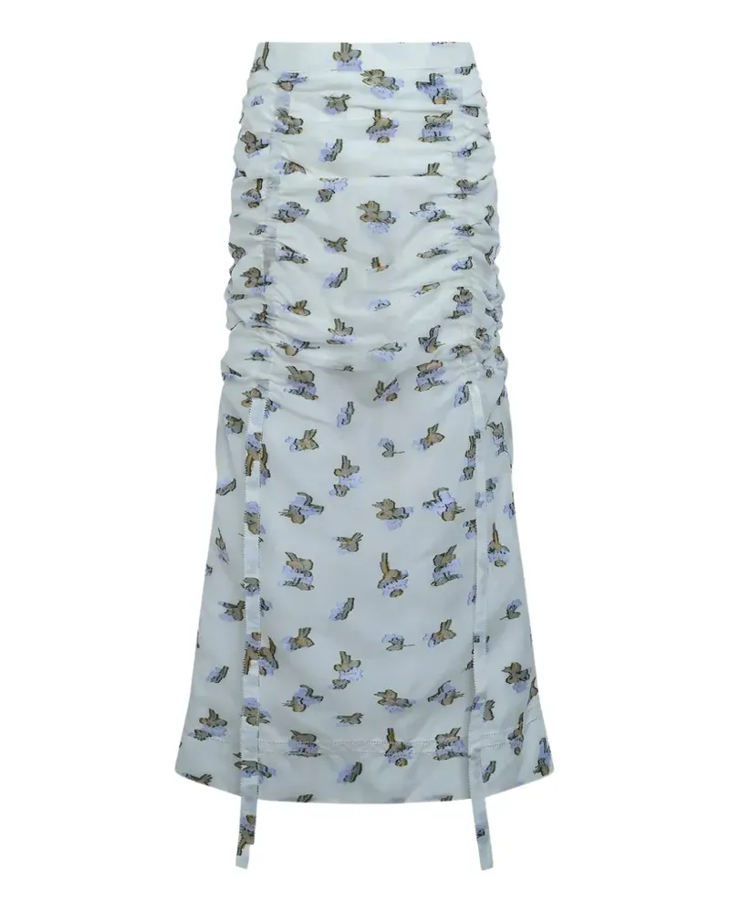 Ulla Johnson Liora floral-print ruched midi skirt - Nude Nude