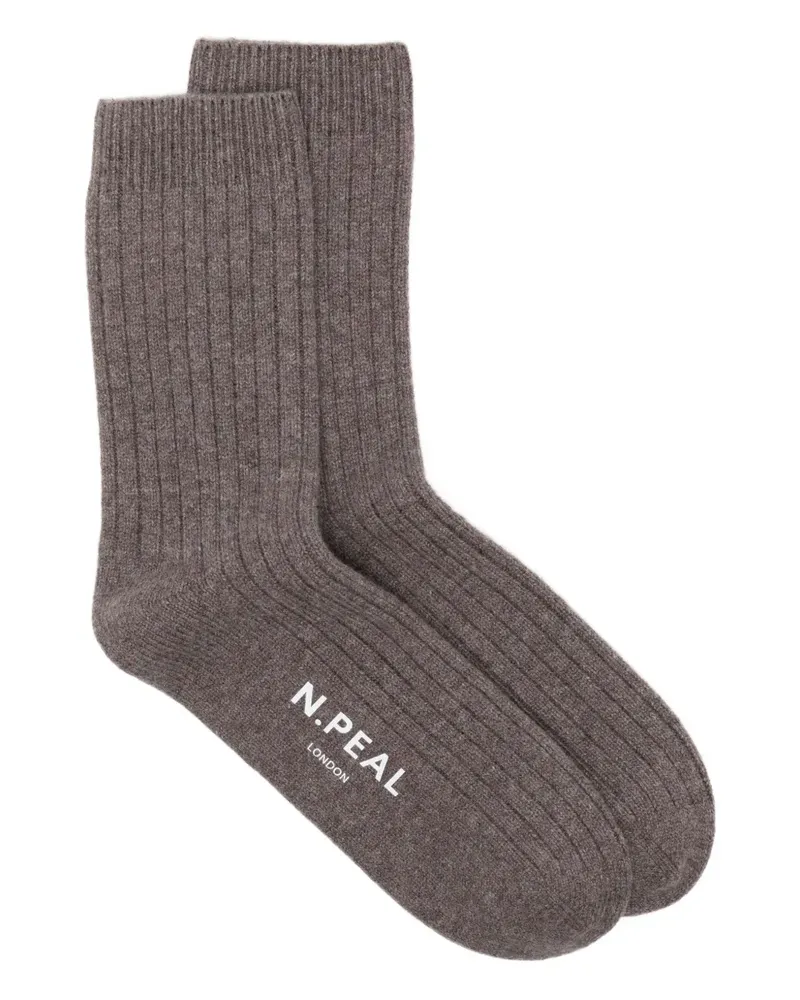 N.Peal Gerippte Socken - Braun Braun