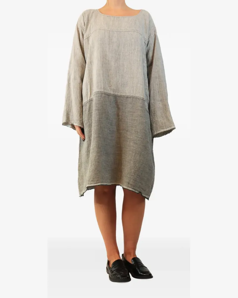 dosa long-sleeved linen midi dress - Grau Grau