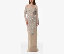 crystal-embellished off-shoulder maxi dress - Nude