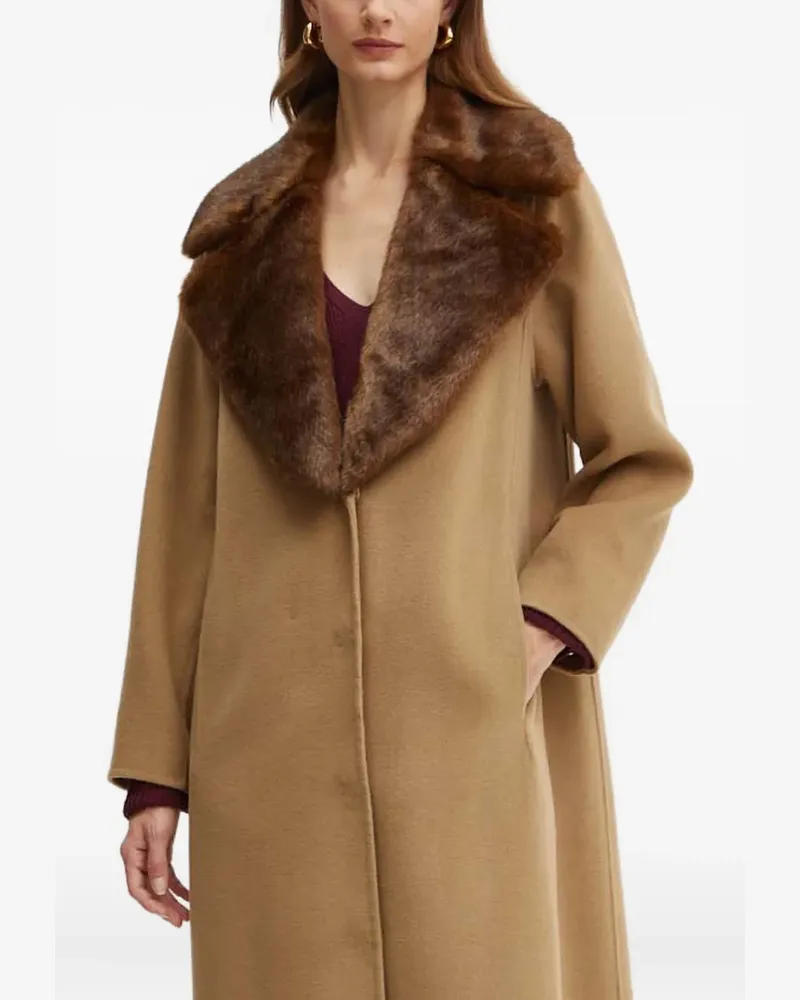 Luisa Spagnoli Mantel mit Kragen aus Faux Fur - Braun Braun