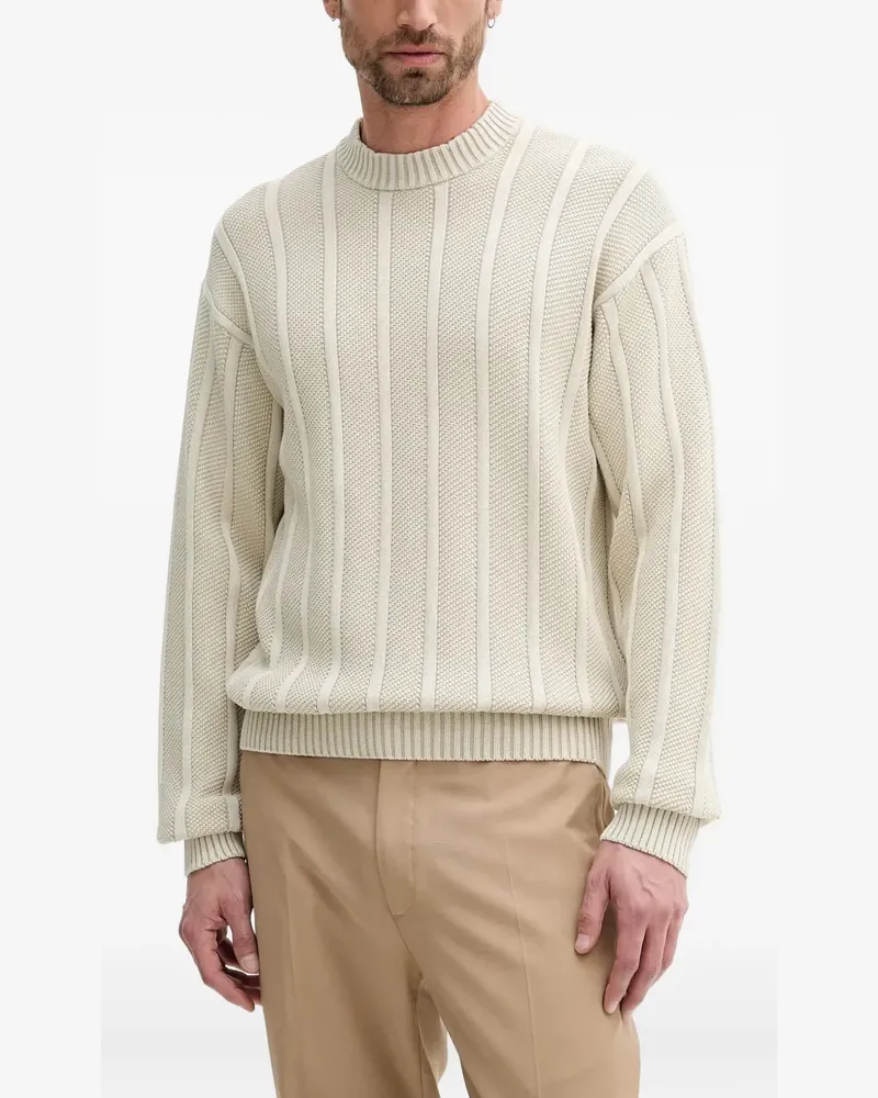 HUGO BOSS Gerippter Pullover - Nude Nude