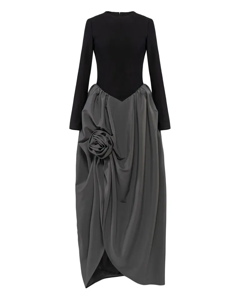 SLEEPER Drapiertes Abendkleid mit Blumen - Grau Grau