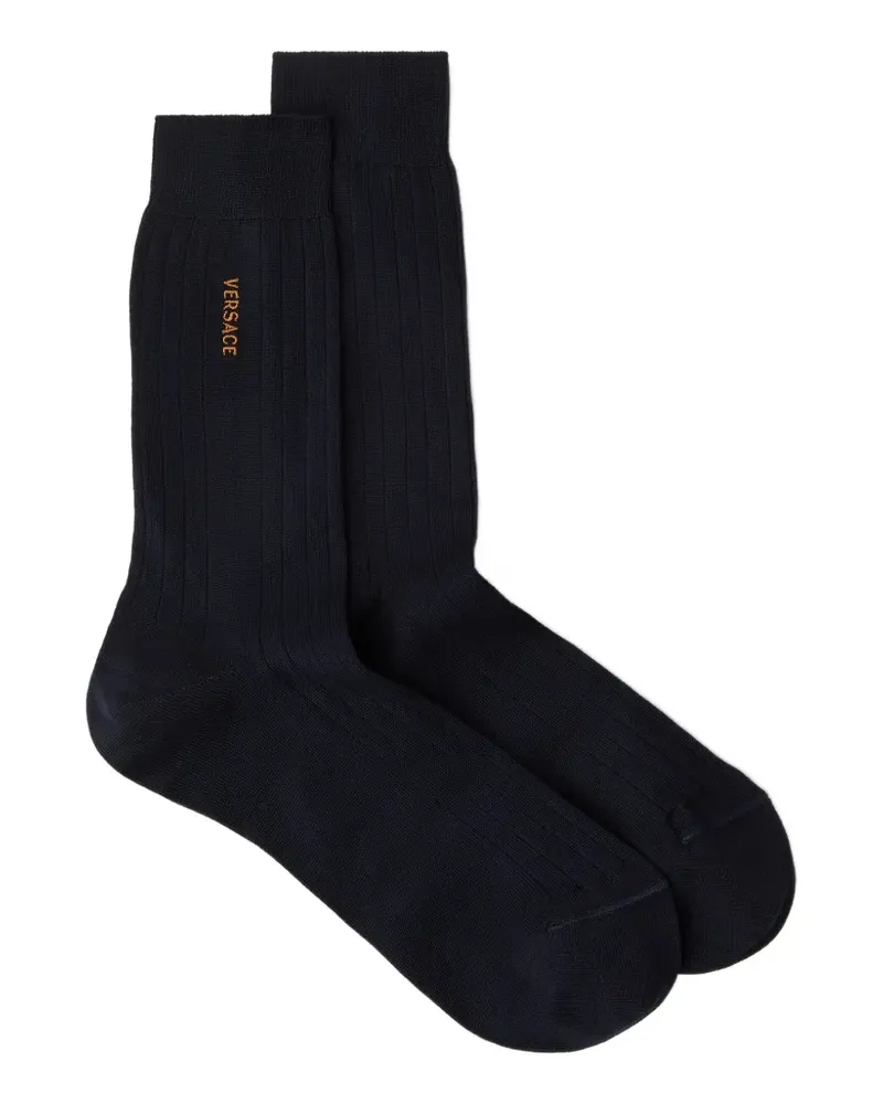 Versace embroidered cotton ribbed socks - Blau Blau