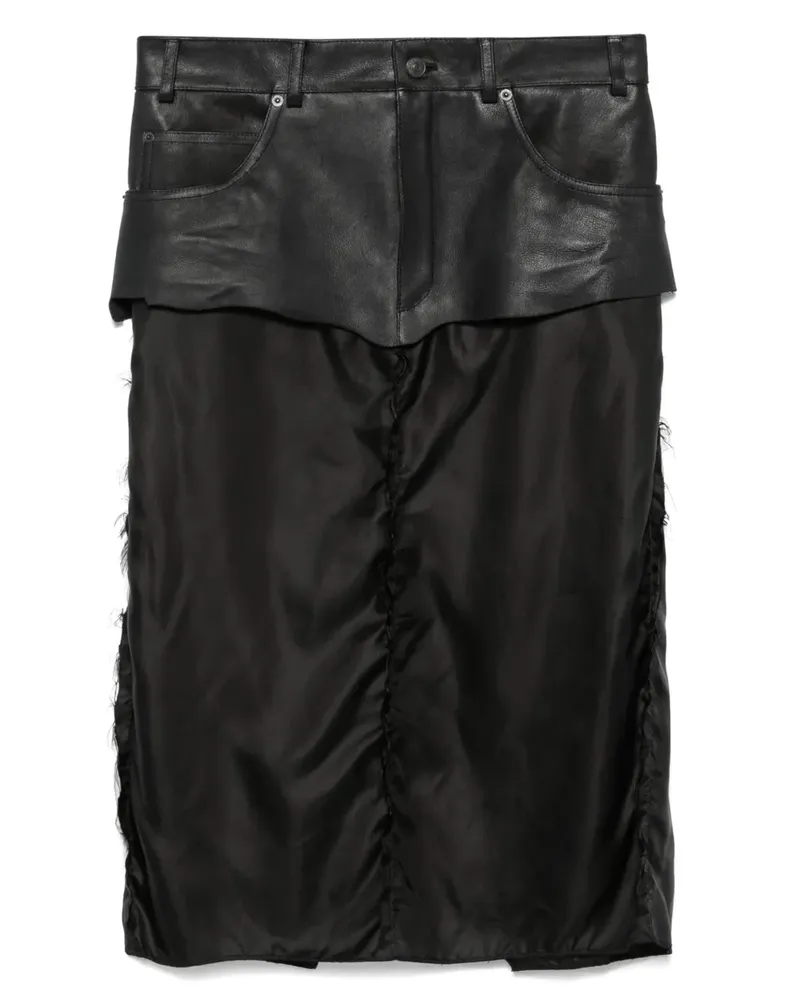 Balenciaga Midirock mit Ledereinsatz - Schwarz Schwarz