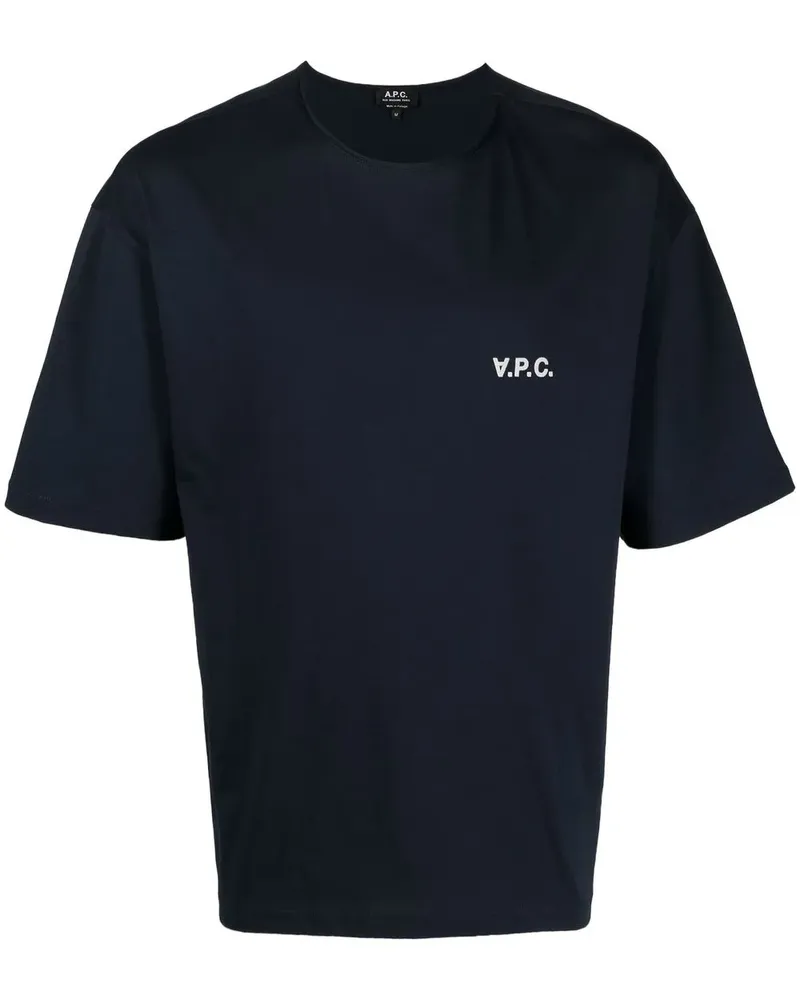 A.P.C. T-Shirt mit Logo-Print - Blau Blau