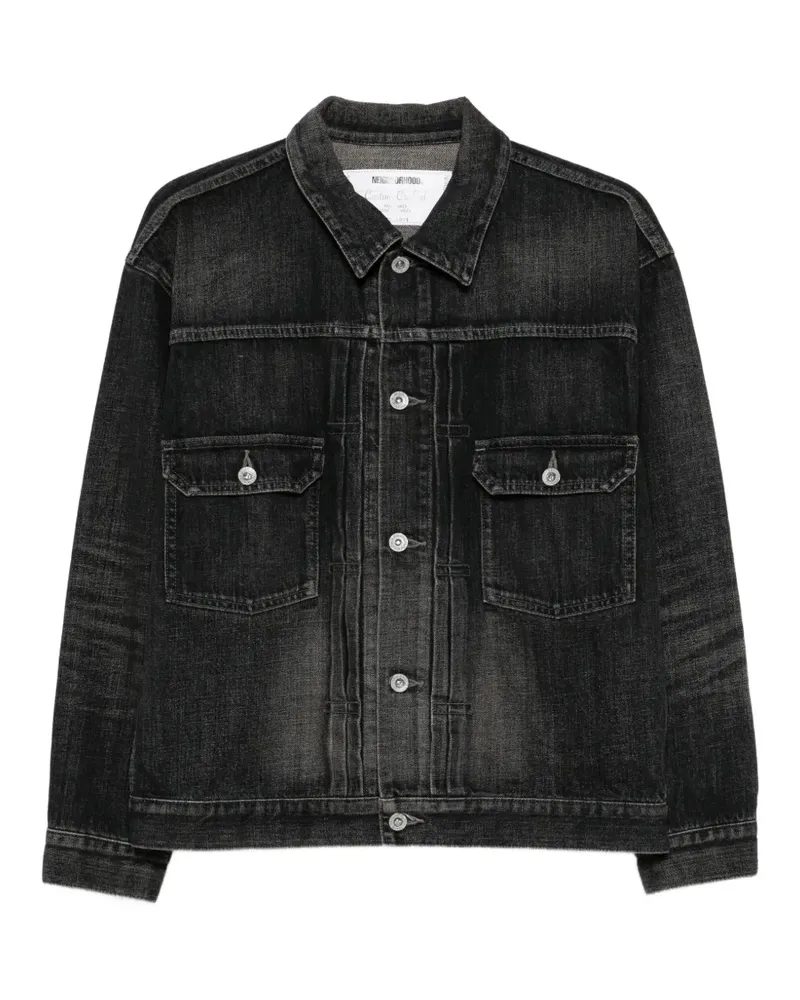 Neighborhood Ausgeblichene Jeansjacke - Schwarz Schwarz