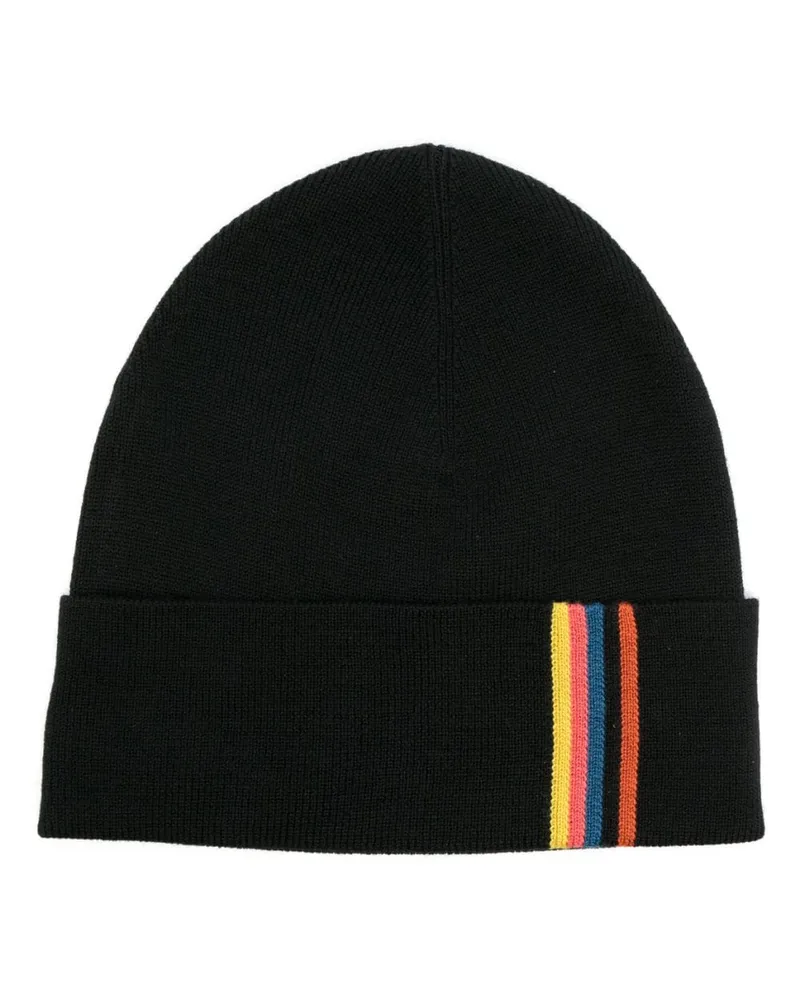 Paul Smith Beanie mit Streifen - Schwarz Schwarz