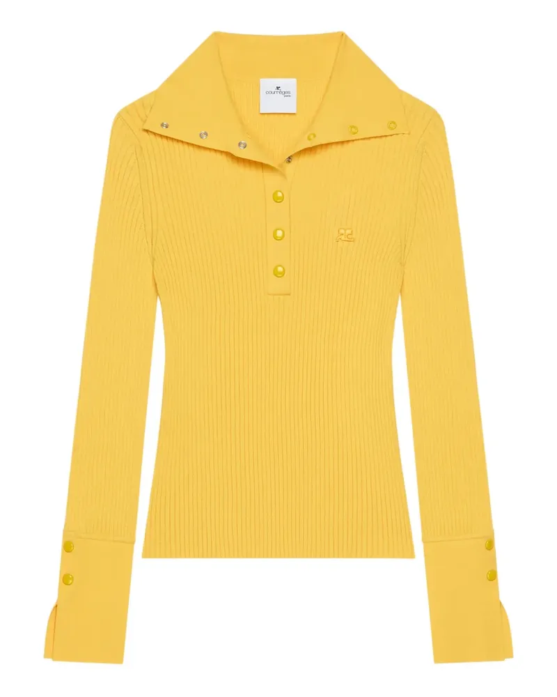 Courrèges Geripptes Poloshirt - Gelb Gelb