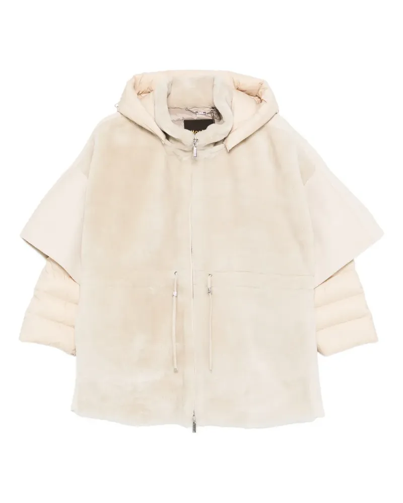 MOORER zip-fastening hooded coat - Nude Nude
