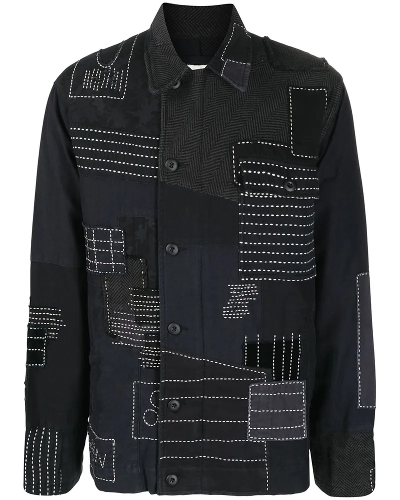 maharishi Hemdjacke mit Patchwork-Detail Blau