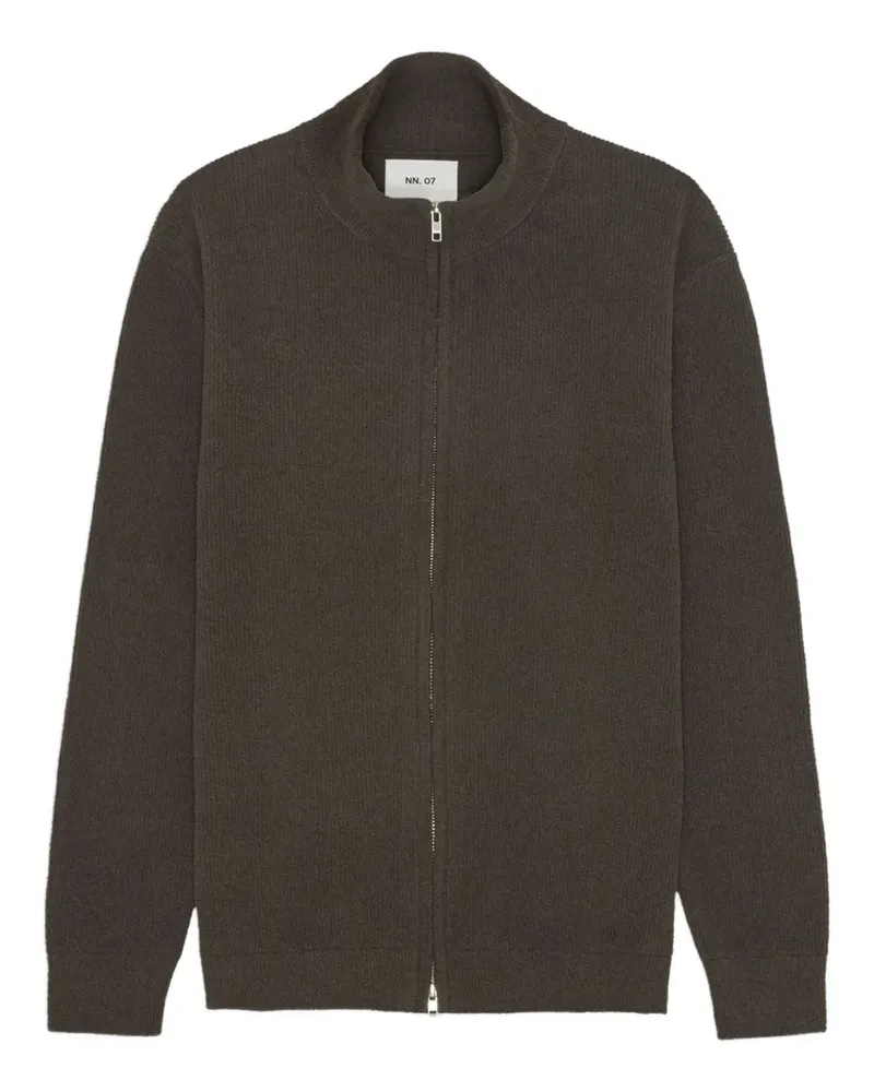 NN 07 Gerippter Cardigan mit Reißverschluss - Braun Braun