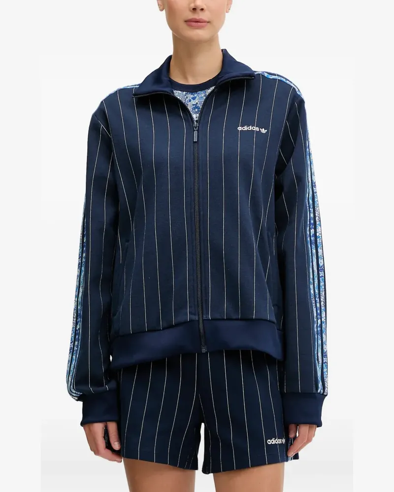 adidas pinstripe floral-sleeve sweater - Blau Blau