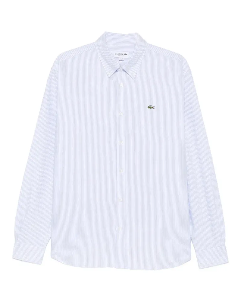 Lacoste Gestreiftes Hemd mit Logo-Patch - Blau Blau