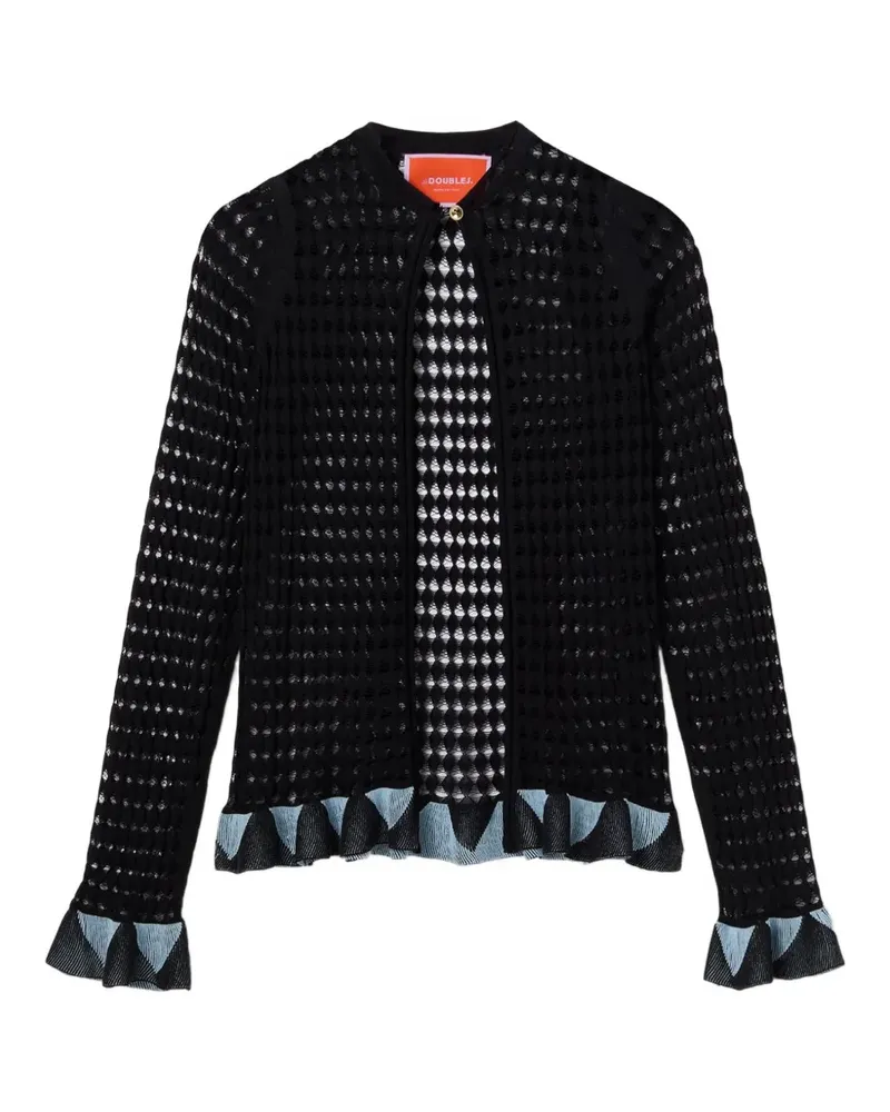 La DoubleJ Gerüschter Cardigan mit Schleife - Schwarz Schwarz