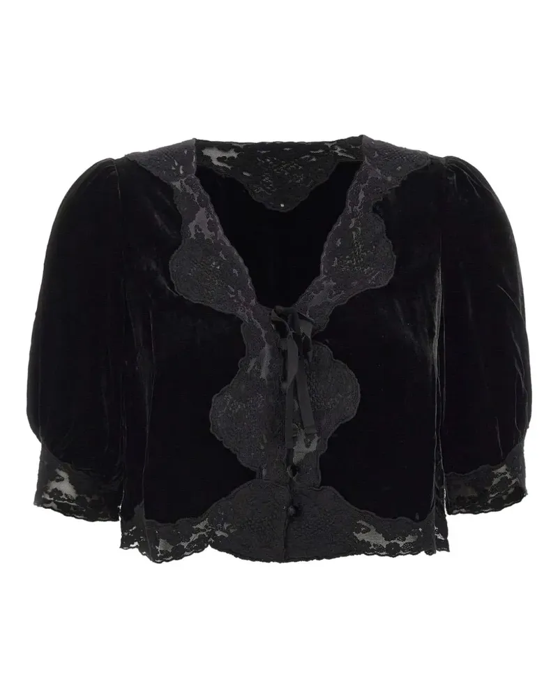 RIXO Ursula lace-trim top - Schwarz Schwarz