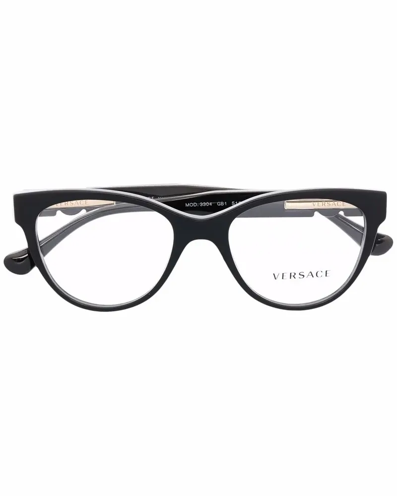 Versace Cat-Eye-Brille mit Logo - Schwarz Schwarz