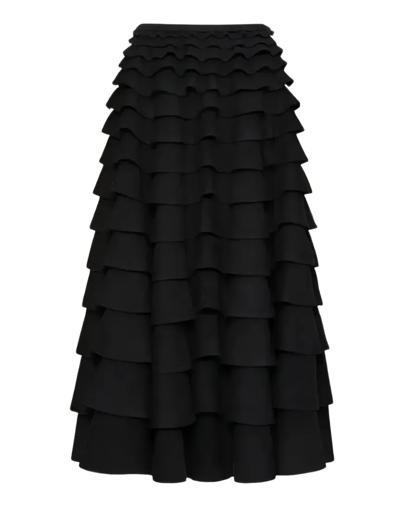 Valentino Garavani ruffled tiered midi skirt - Schwarz Schwarz