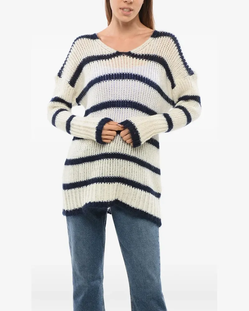 Seafarer Gestreifter Pullover - Weiß Weiß